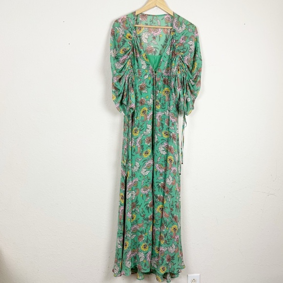 Free People Earthfolk Green Floral Maxi Dress Size Small - Picture 2 of 7